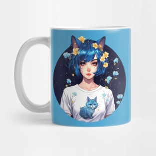 Blue cat anime girl Mug